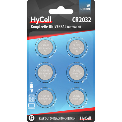 ANSMANN 1516-0026 Knopfzelle CR2032 3V HyCell Mainboardbatterie Lithium,6er-Pack (Produktbild 1)